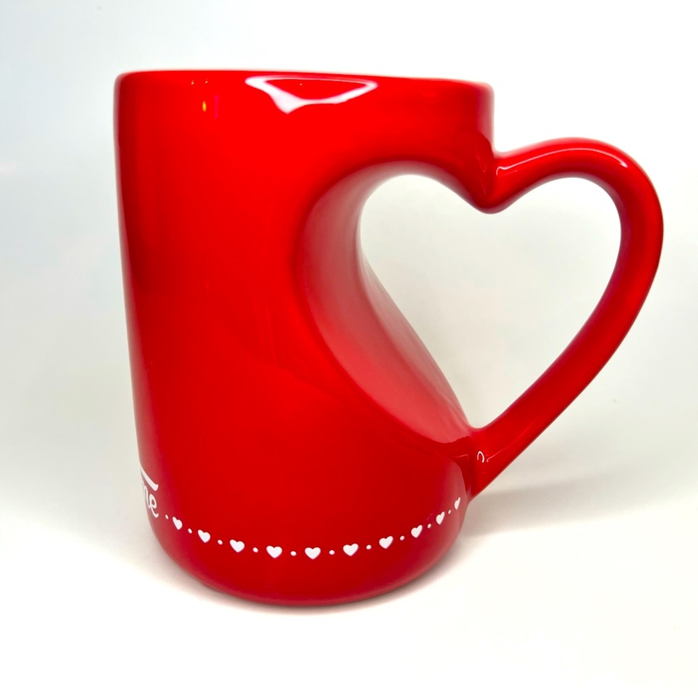 Krispy Kreme Donuts Red Heart Shaped Handle Coffee Tea Mug